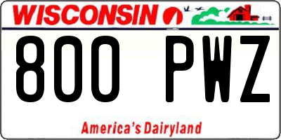 WI license plate 800PWZ