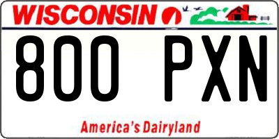 WI license plate 800PXN