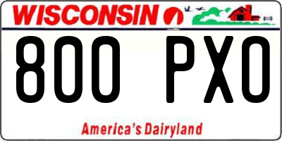 WI license plate 800PXO