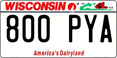 WI license plate 800PYA