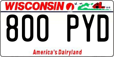 WI license plate 800PYD