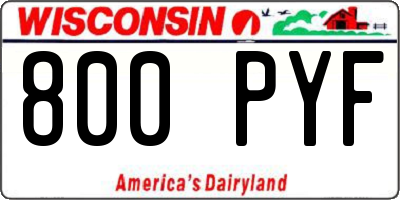 WI license plate 800PYF