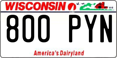WI license plate 800PYN