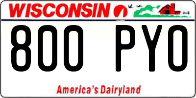 WI license plate 800PYO