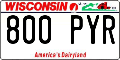 WI license plate 800PYR