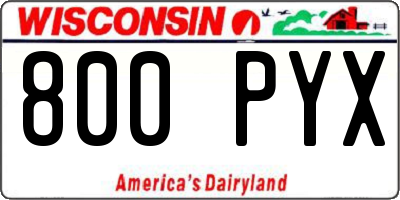 WI license plate 800PYX