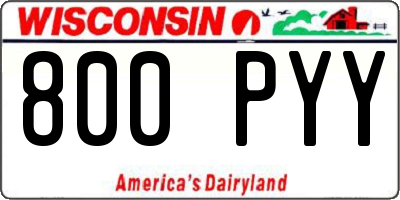 WI license plate 800PYY