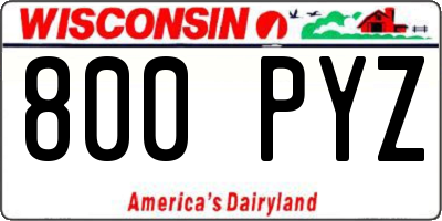 WI license plate 800PYZ