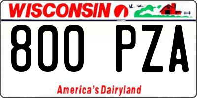 WI license plate 800PZA