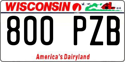 WI license plate 800PZB