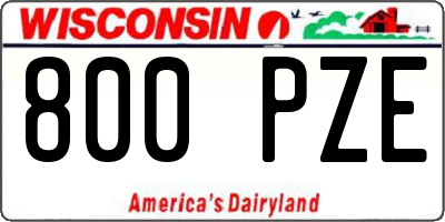 WI license plate 800PZE