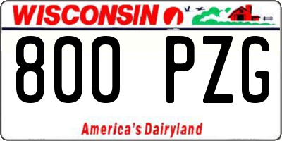 WI license plate 800PZG