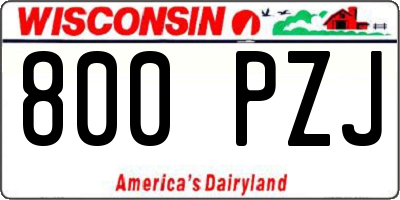 WI license plate 800PZJ