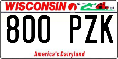 WI license plate 800PZK
