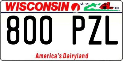WI license plate 800PZL
