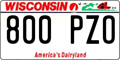 WI license plate 800PZO