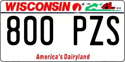 WI license plate 800PZS