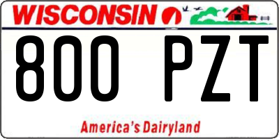 WI license plate 800PZT