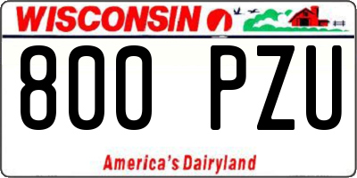 WI license plate 800PZU