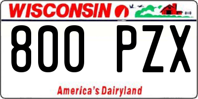 WI license plate 800PZX
