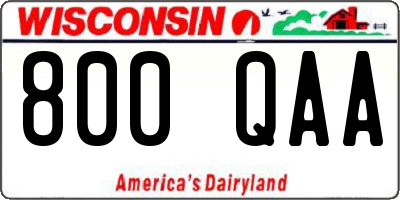 WI license plate 800QAA