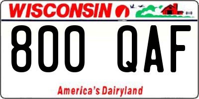 WI license plate 800QAF