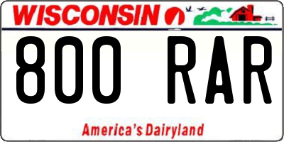 WI license plate 800RAR