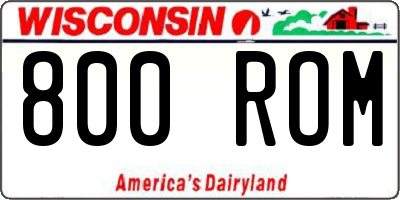 WI license plate 800ROM