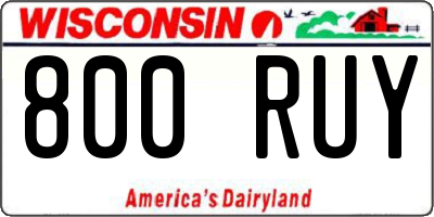 WI license plate 800RUY