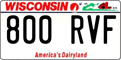 WI license plate 800RVF