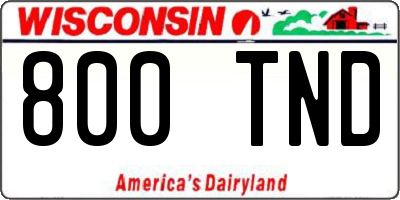WI license plate 800TND
