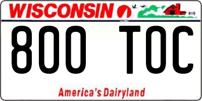WI license plate 800TOC