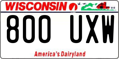 WI license plate 800UXW