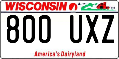 WI license plate 800UXZ