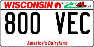 WI license plate 800VEC