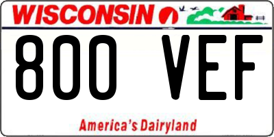WI license plate 800VEF