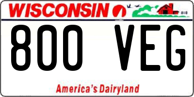 WI license plate 800VEG