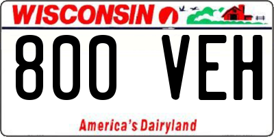 WI license plate 800VEH