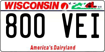 WI license plate 800VEI