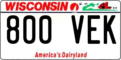 WI license plate 800VEK