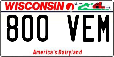 WI license plate 800VEM