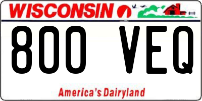 WI license plate 800VEQ