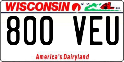 WI license plate 800VEU