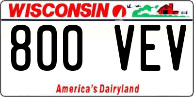 WI license plate 800VEV