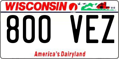 WI license plate 800VEZ