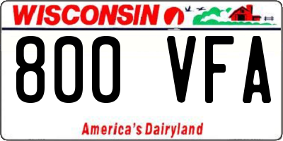 WI license plate 800VFA