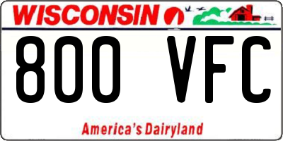 WI license plate 800VFC