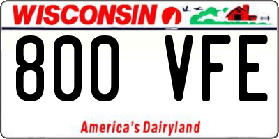 WI license plate 800VFE