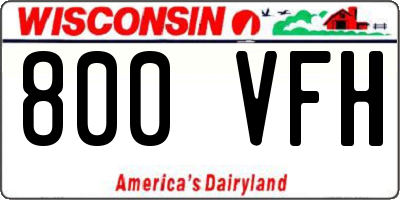 WI license plate 800VFH