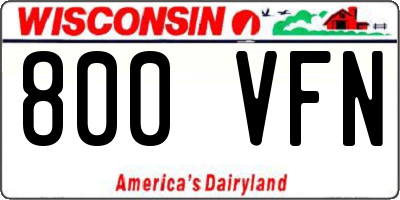 WI license plate 800VFN
